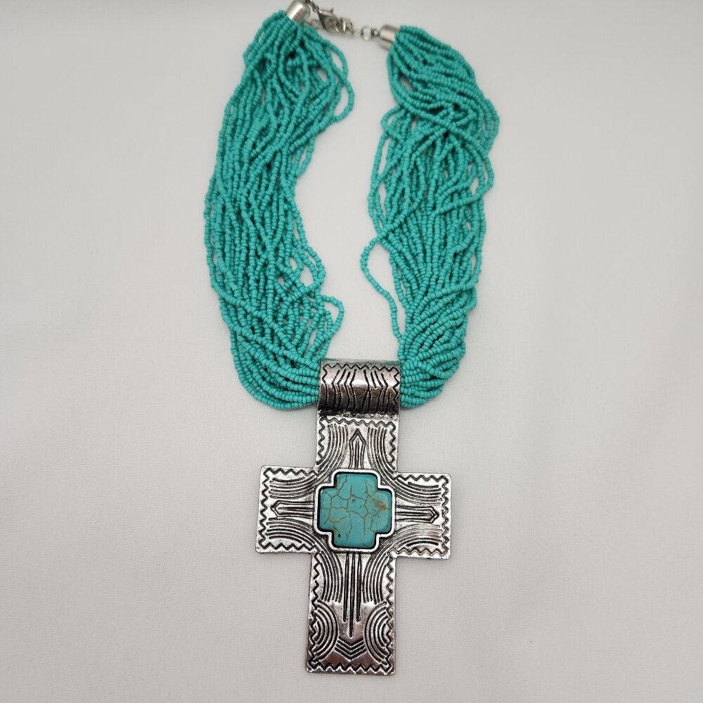 Beaded Cross Necklace #726 - Picture 6 of 16